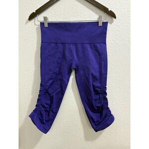 Lululemon In The Flow Cropped Ruched Purple Women's Capri Leggings Sz 6